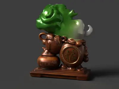 Chinese jade cabbage figure  Low-poly 3D model