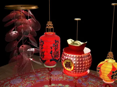 Chinese red lantern  3D model 56