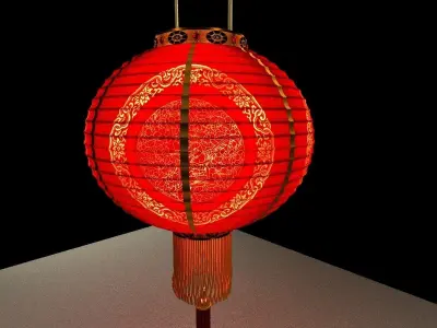 Chinese Red Lantern 3D model 11