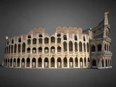 Roman Colosseum Ruins low poly 3d Model Low-poly 3D model