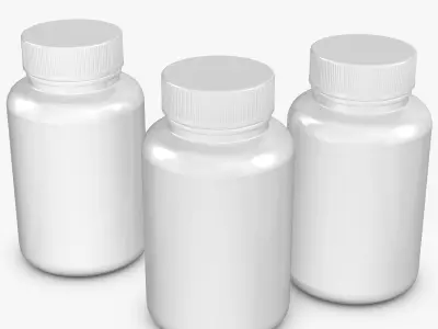 White Plastic Bottle With Cover 3D model