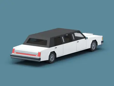 Stylized Cartoon Limousine 80s Low-poly 3D model