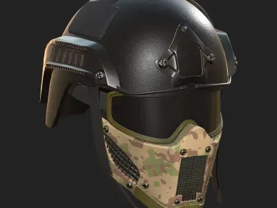 Helmet mask millitary combat soldier armor  Low-poly 3D model