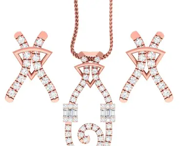 Pendant Earrings combo - 1133 3D print model