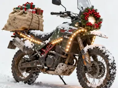 Rugged Christmas Motorcycle 3D Model - Festive Delivery Bike Low-poly 3D model
