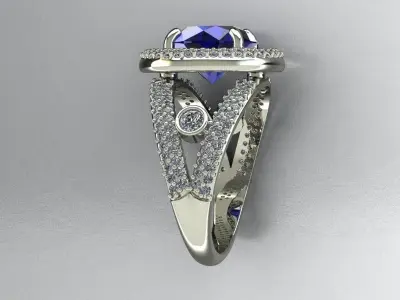  Beautiful ring with diamonds 3D print model