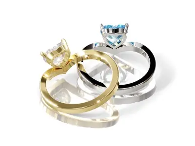 Engagement Heart Gemstone Ring 3D print model 3D print model 3D print model