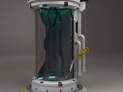 Sci Fi Cryo Containment Pod  Stasis Chamber  Game Ready 3D Asset 3D model