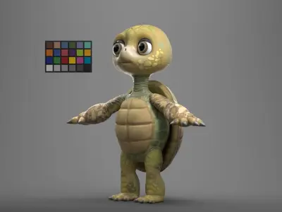 TURTLE GAME READY CHARACTER LOW POLY RIGGED Low-poly 3D model