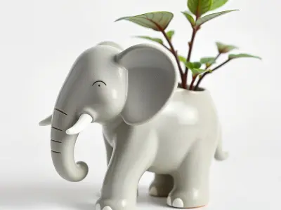 Cartoon Elephant Planter Holder model pack Low-poly 3D model