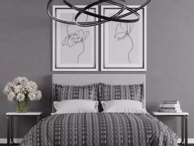 Bedroom set 6 modern with decor 3D model