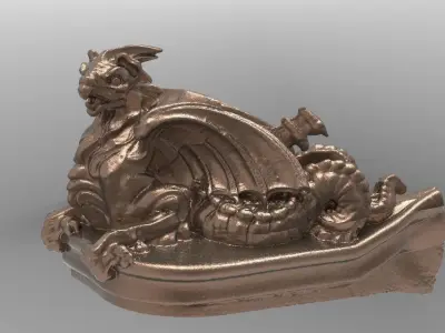 Dragon statue Fantasy Baroque Influence 3D model