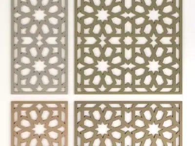 Arabic Islamic pattern decorative gold plaster 3D model