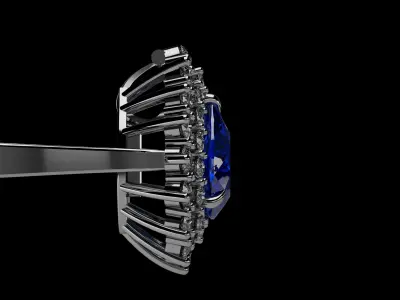 Sapphire Diamond Halo Ring and Pendant  3D print model