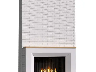 Fireplace stone modern ArtDeco Decorative brick white wall 3D model