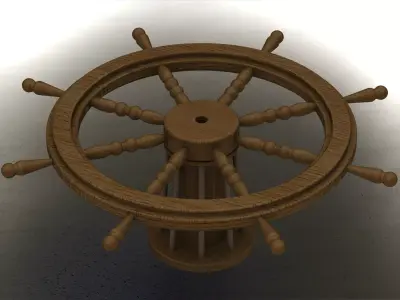 Wooden Ship Wheel Table 3D model
