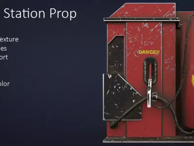 Filling Station Prop Low-poly 3D model