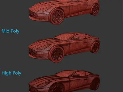 Aston Martin DB11 Low-poly 3D model