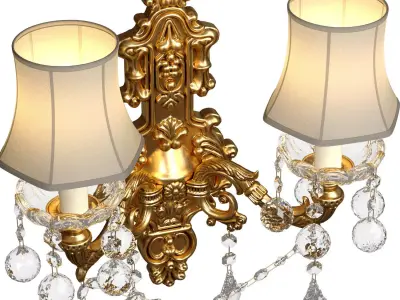 Golden Sconce Wall lamp classic style with crystal lampshade  3D model