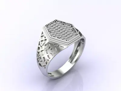 Print Ready STL 3DM  Gents Rings Diamond Men Ring  3D print model 84