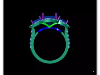 cushion fancy diamond halo micro setting jewelry ring 3D print model