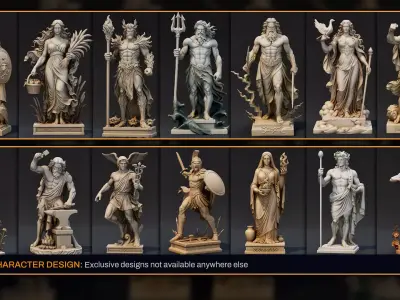 Ultimate Olympian God Statue Pack  Low-poly 3D model