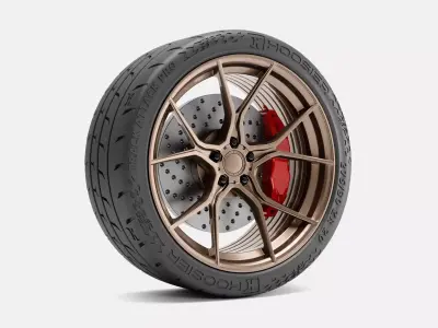 20x10 Stance SF07 Wheel Hoosier Track Attack Pro Tire 3D print model