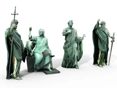 Statues Cathedral Issakievskogo Low-poly 3D model