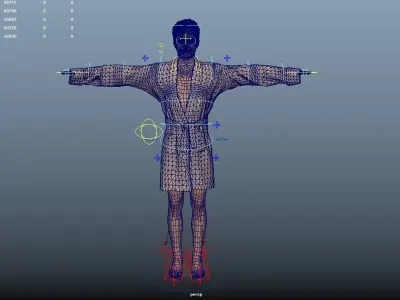 Bathrobe Male Rigged Low-poly 3D model