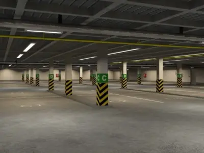Underground parking garage 01 3D model