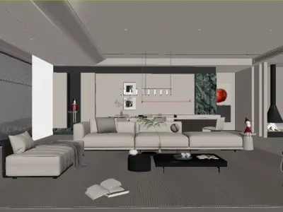 Luxury Light Living Room 3D model