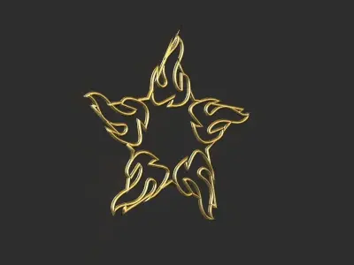 Hollow Star Fire 2d 3D Decoration  Low-poly 3D model