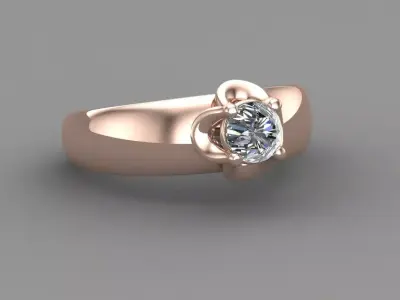 Rose Gold Women Diamond Ring 3D print model 3D print model 24
