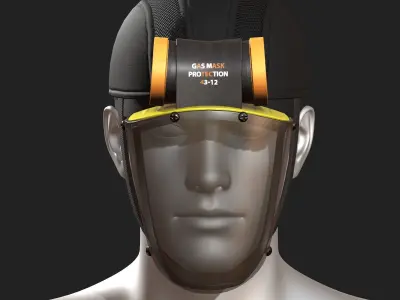 Gas mask helmet 3d model military combat fantasy  Low-poly 3D model