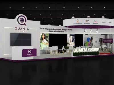 15mtr x 6mtr expo stall 4side open Exhibition Stand Design Low-poly 3D model