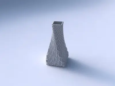 Vase twisted squeezed quadratic with wavy grid piramides 3D print model