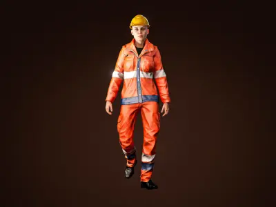 High Quality Female Worker Low-poly 3D model