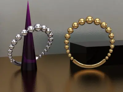 Modern Beaded Ring  - Gold and Silver Variants Free 3D print model