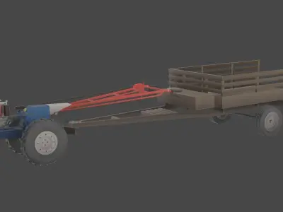 Low-poly local thailand tractor model Low-poly 3D model