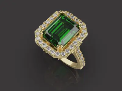 Woman Wedding Emerald Ring 0069 3D print model