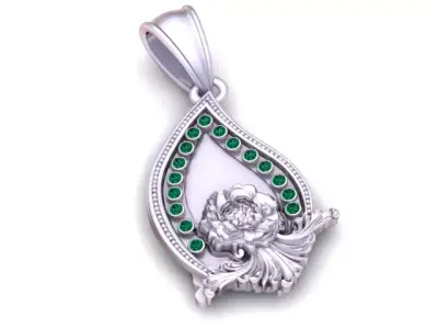 Royal Floral Leaf Pendant  3D Printable Model 3D print model
