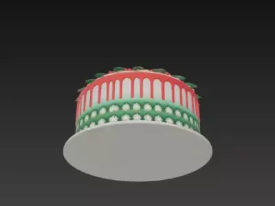 3D Holiday Cake with Christmas Decoration 3D print model
