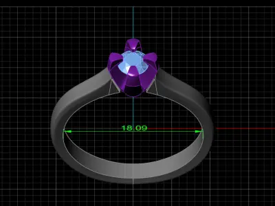 STL 3DM Print Ready Women Diamond Ring Lightweight Printable  3D print model 34