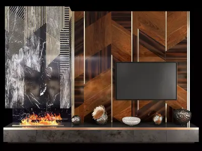 TV Wall Units set 04 3D model