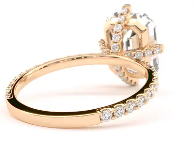 The Sutton Ring Emerald cut 10x8 mm 3D print model