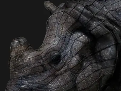 Photorealistic low-poly model rhinoceros Low-poly 3D model