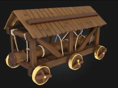 Wooden Siege Engine Model  Power of Medieval Warfare 3D model