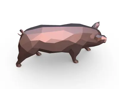 pig figure Low poly 3D print model