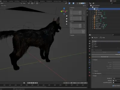 Fur White Dog NO Rig  Low-poly 3D model