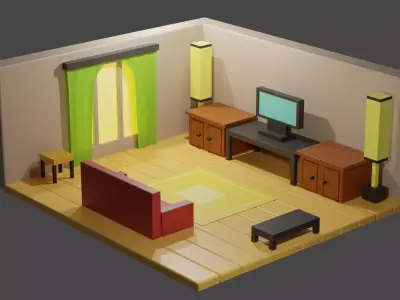 isometric salon Low-poly 3D model